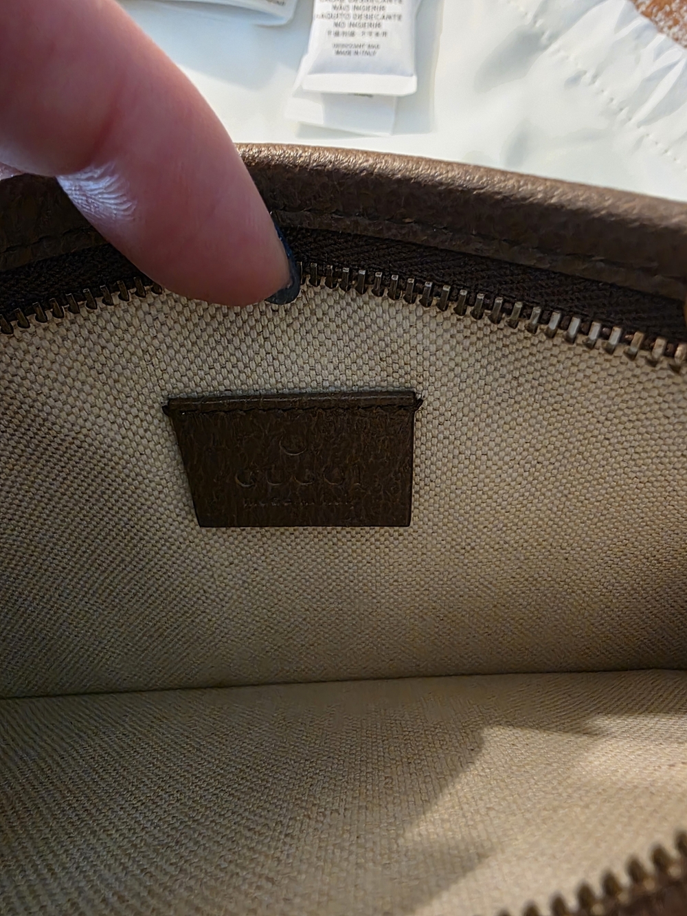 Gucci Ophidia Triple Flat Crossbody Bag GG Coated Canvas Mini - Picture 3 of 4